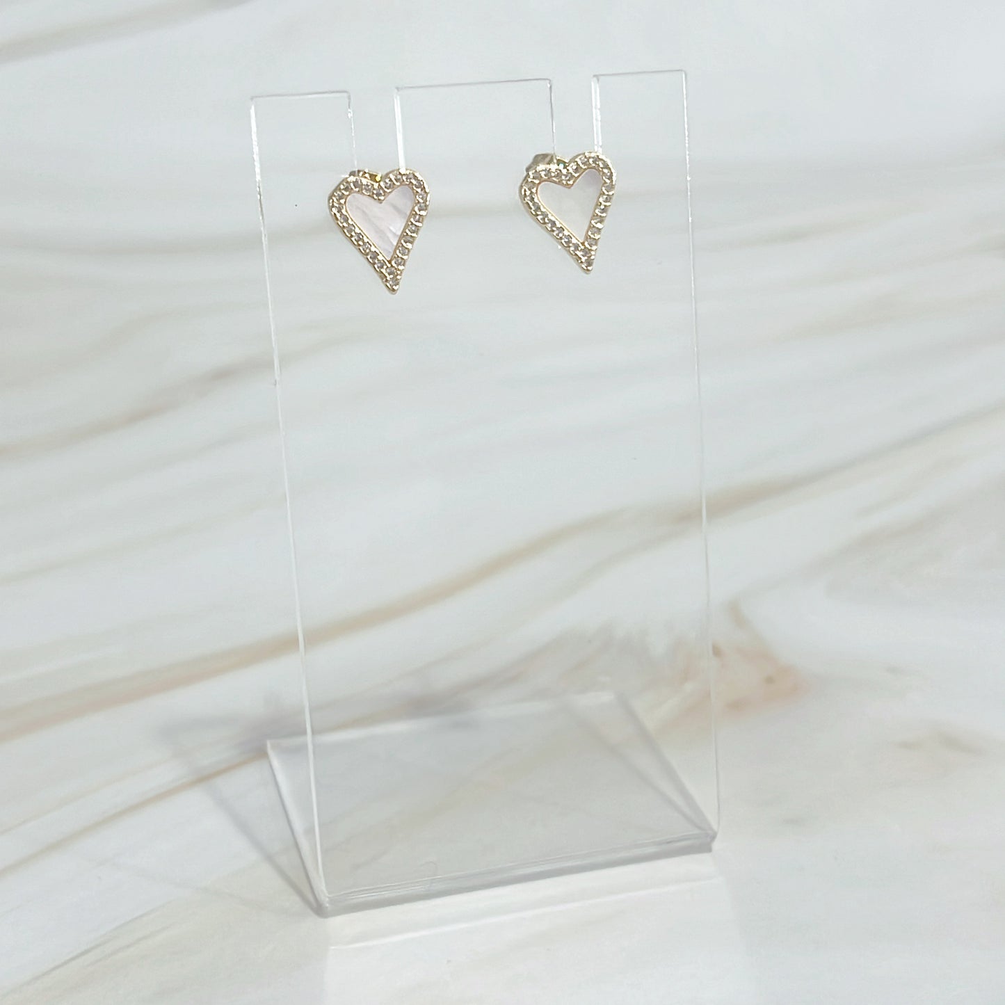 White Heart Earrings