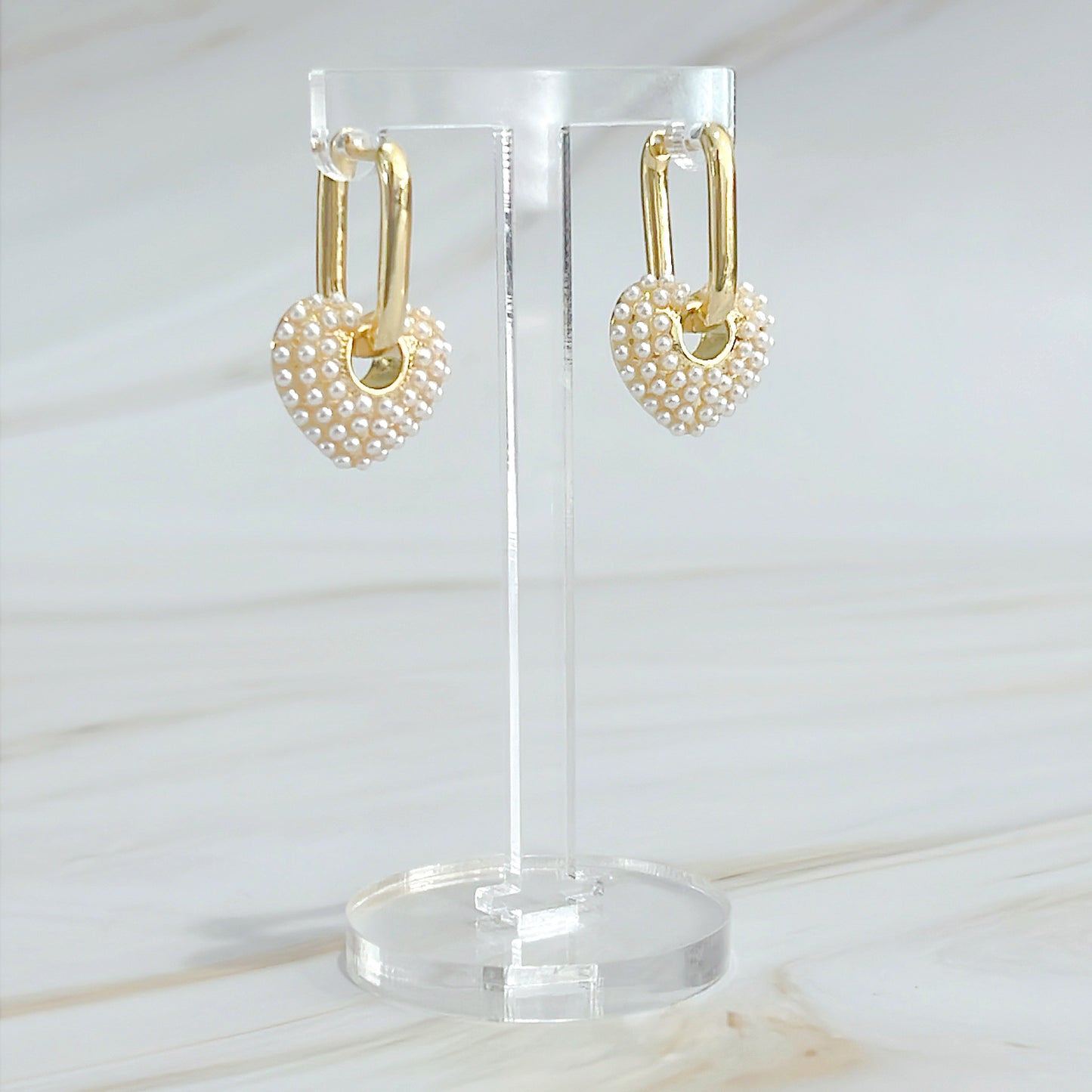 Pearl Heart Earrings