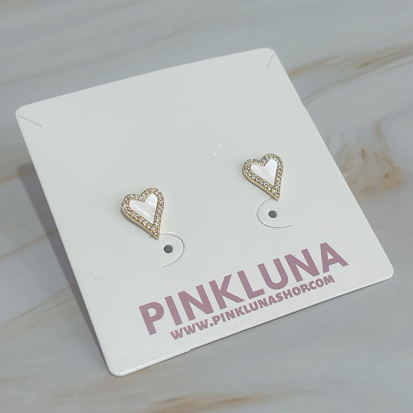 White Heart Earrings