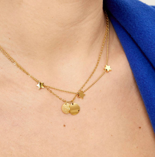 3 Stars Double Chain Necklace