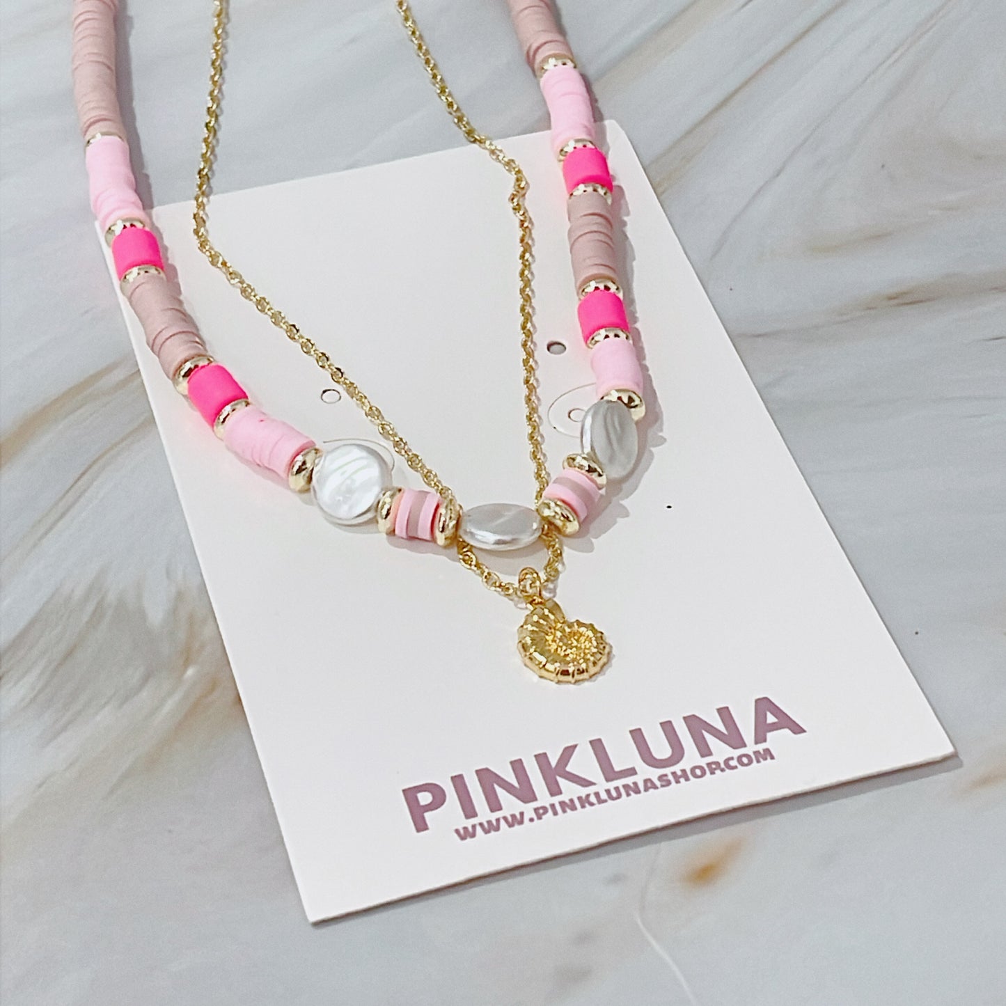 Pink Heart Rubber Necklace