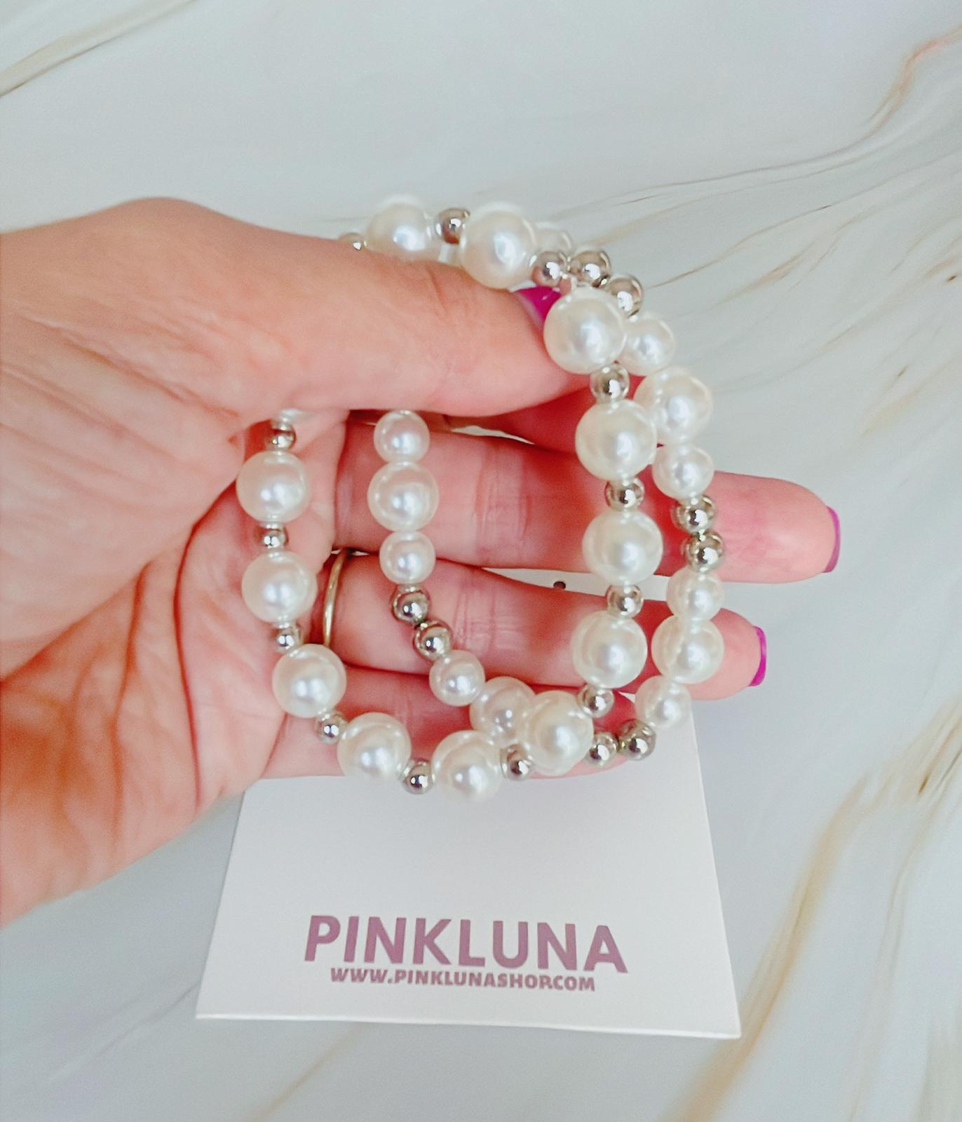 Silver Beads and Pearl Bracelet