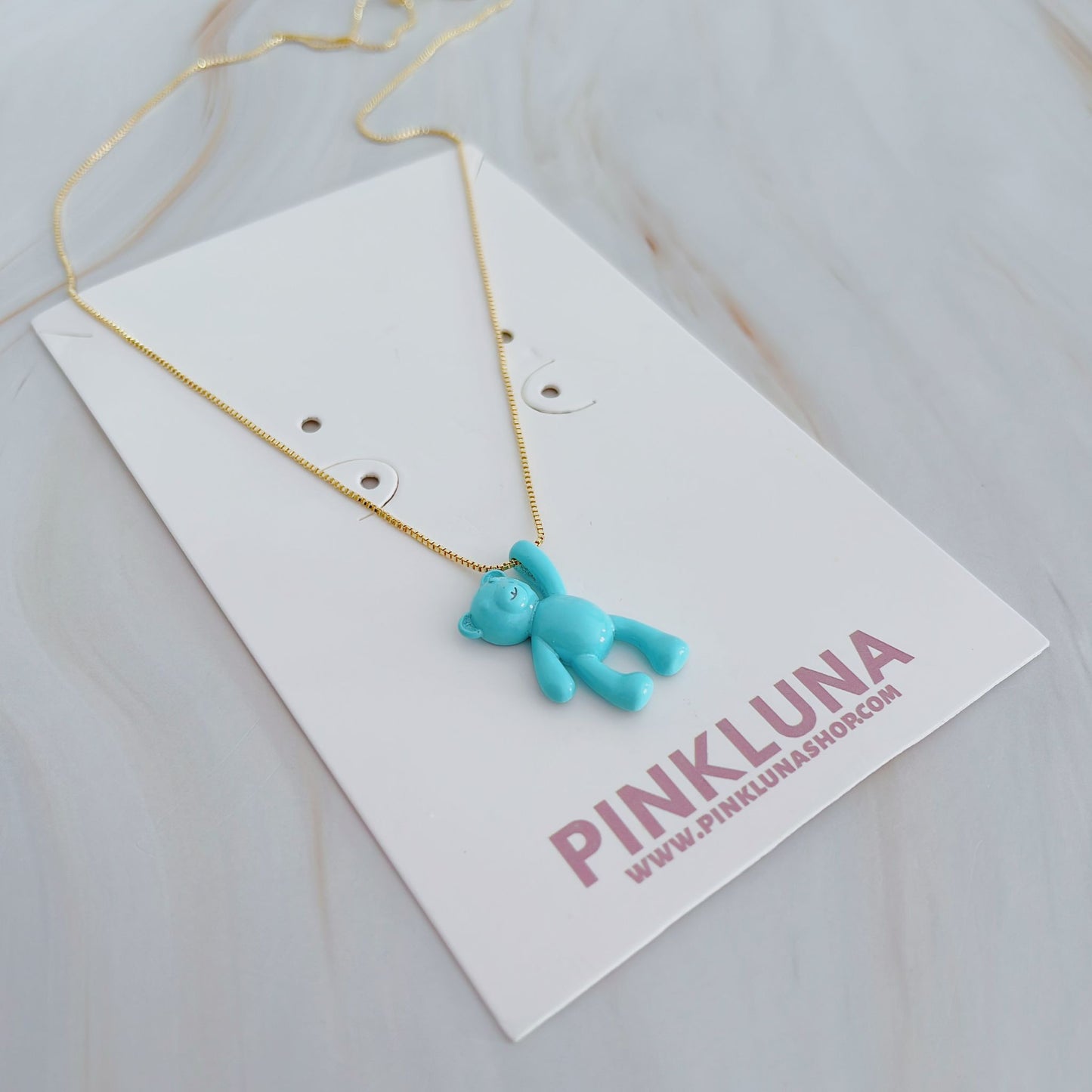 Baby Blue Teddy Bear Necklace