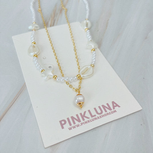 Shell and Star Pearl Necklace