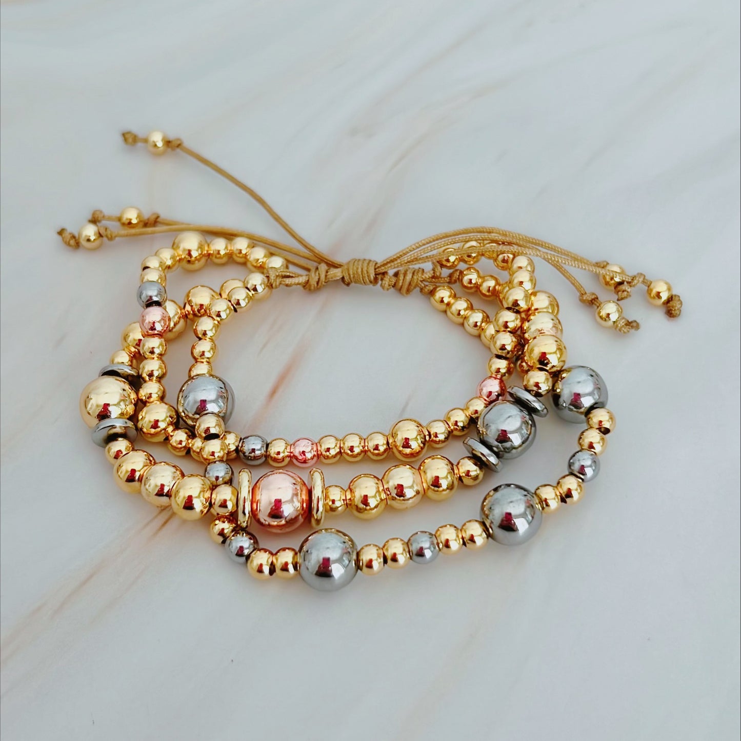 Gold Plated 3 colors Bead Bracelet