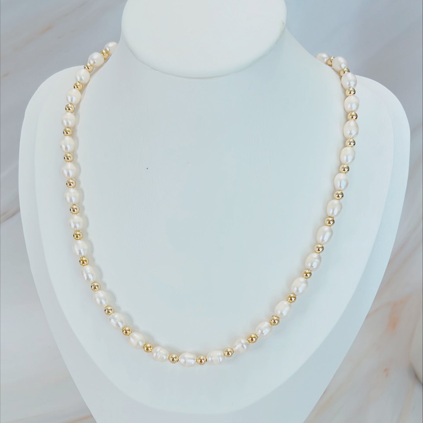 Pearl and Gold Bead Necklace