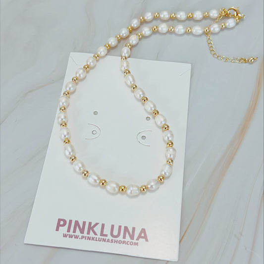 Pearl and Gold Bead Necklace