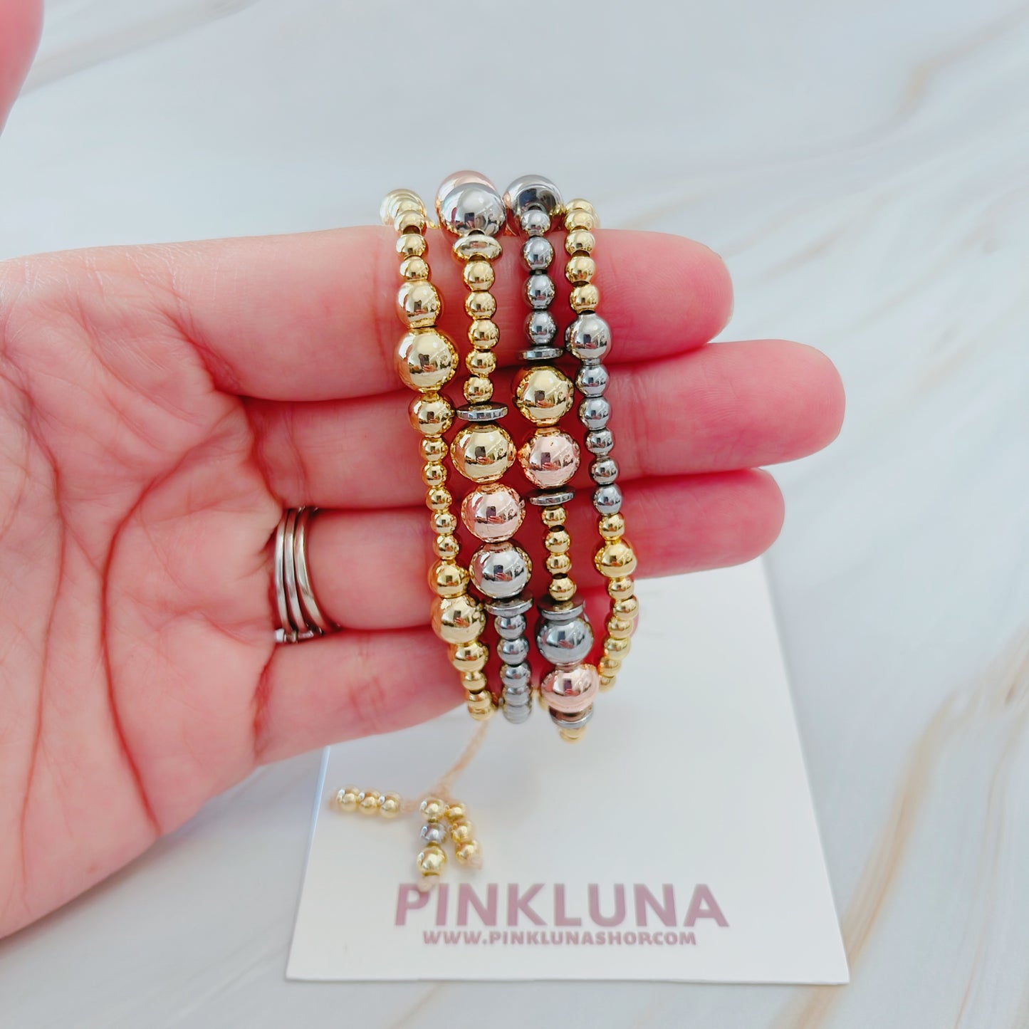 Gold and Silver Colors Bead Bracelet