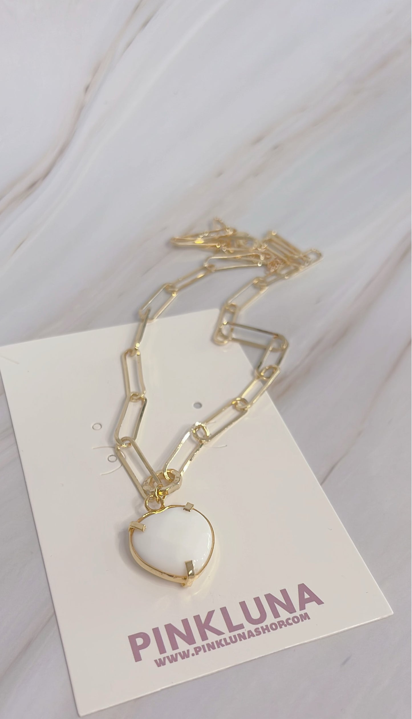 White heart necklace